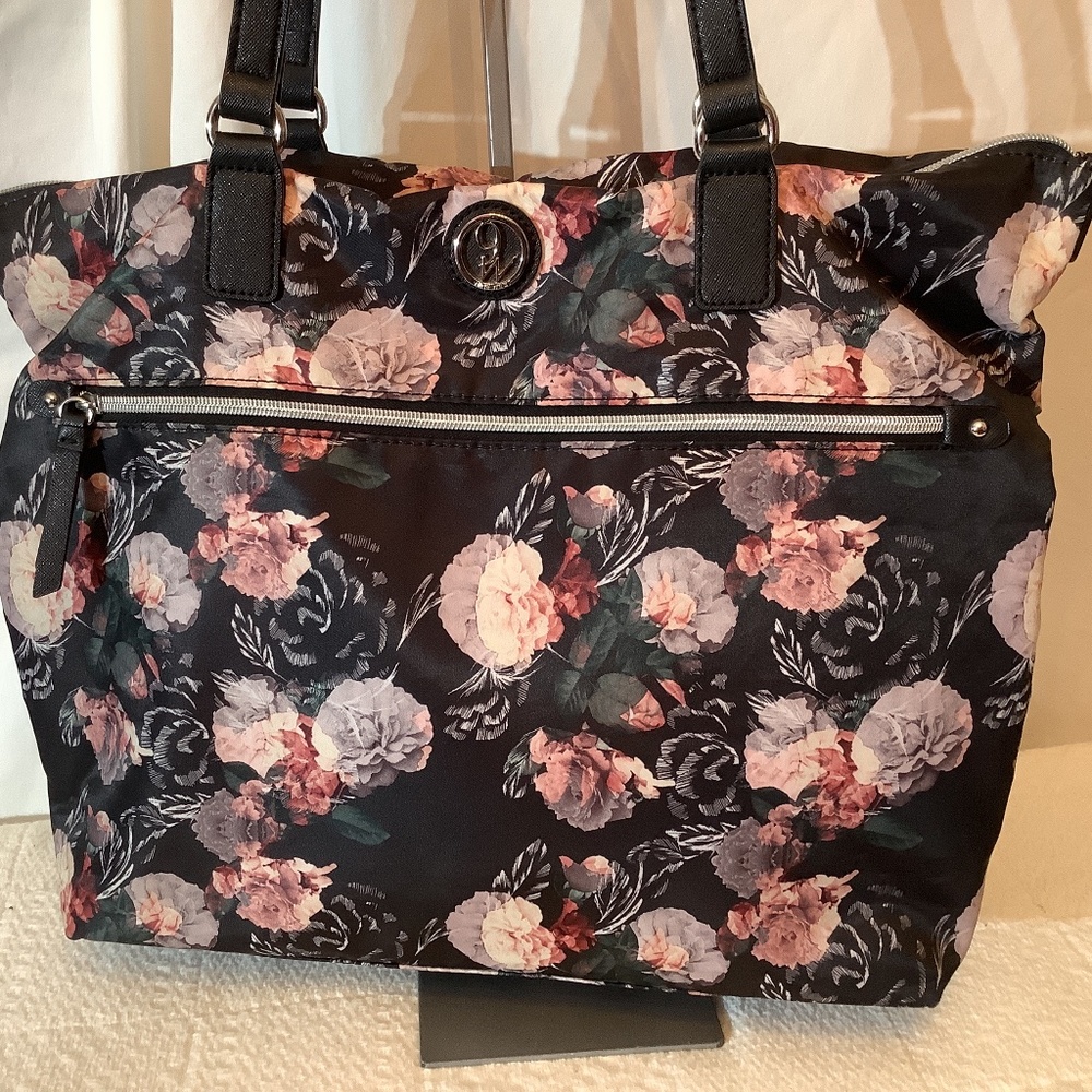 EUC Nine‎ West Tote Floral black/rose